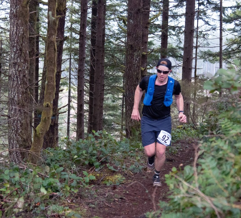 Eric running at Capitol Peak 50 in Dynafit Ultra 100 shoes
